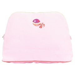 HERMES Circus Bolide Case in Pale Pink Embroidered Canvas toileries bag