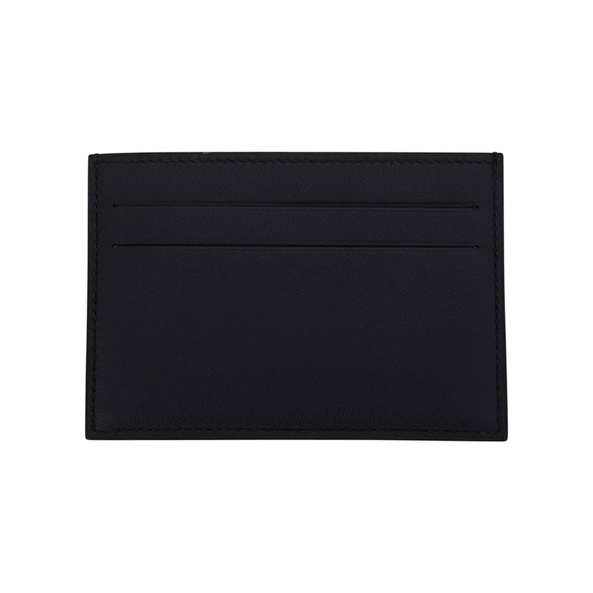 Hermes Citizen Twill Card Holder Black with Polka Dot Printed Silk Lining In New Condition For Sale In Miami, FL