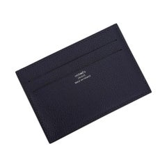 Hermes Citizen Twill Card Holder Blue Nuit with Printed Silk Lining