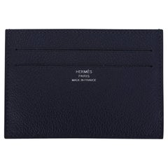 Hermes Citizen Twill Card Holder Blue Nuit with Printed Silk Lining