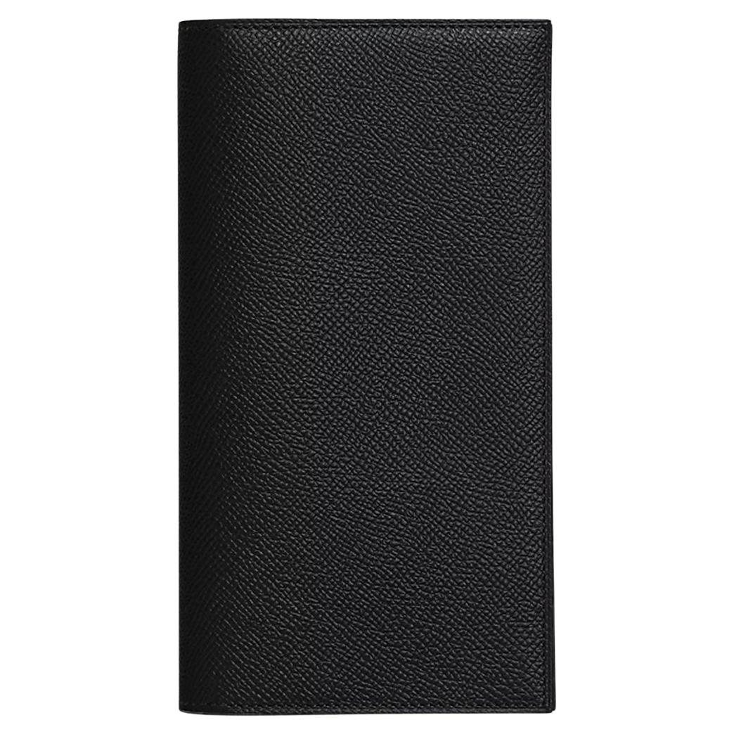 Hermes Citizen Twill Long Wallet Black Epsom Leather For Sale