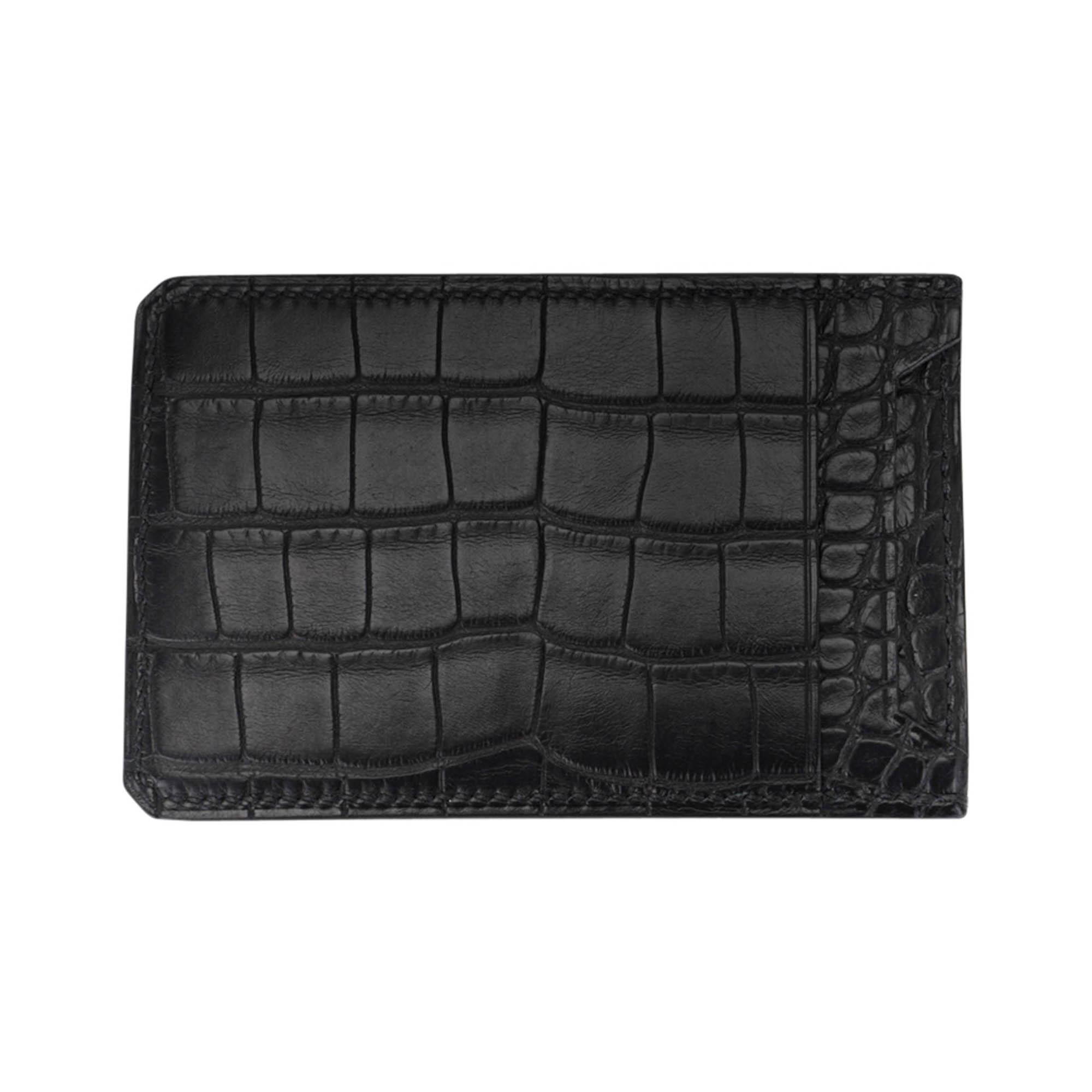 Hermes City 4CC Card Holder Black Matte Alligator In New Condition For Sale In Miami, FL