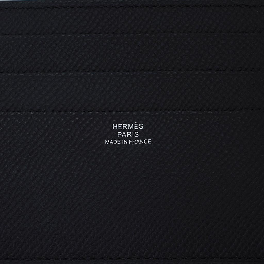 Hermes City 8CC Card Holder Black Epsom Leather 1