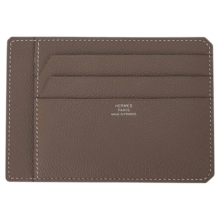 HERMES Unisex Plain Leather Card Holders