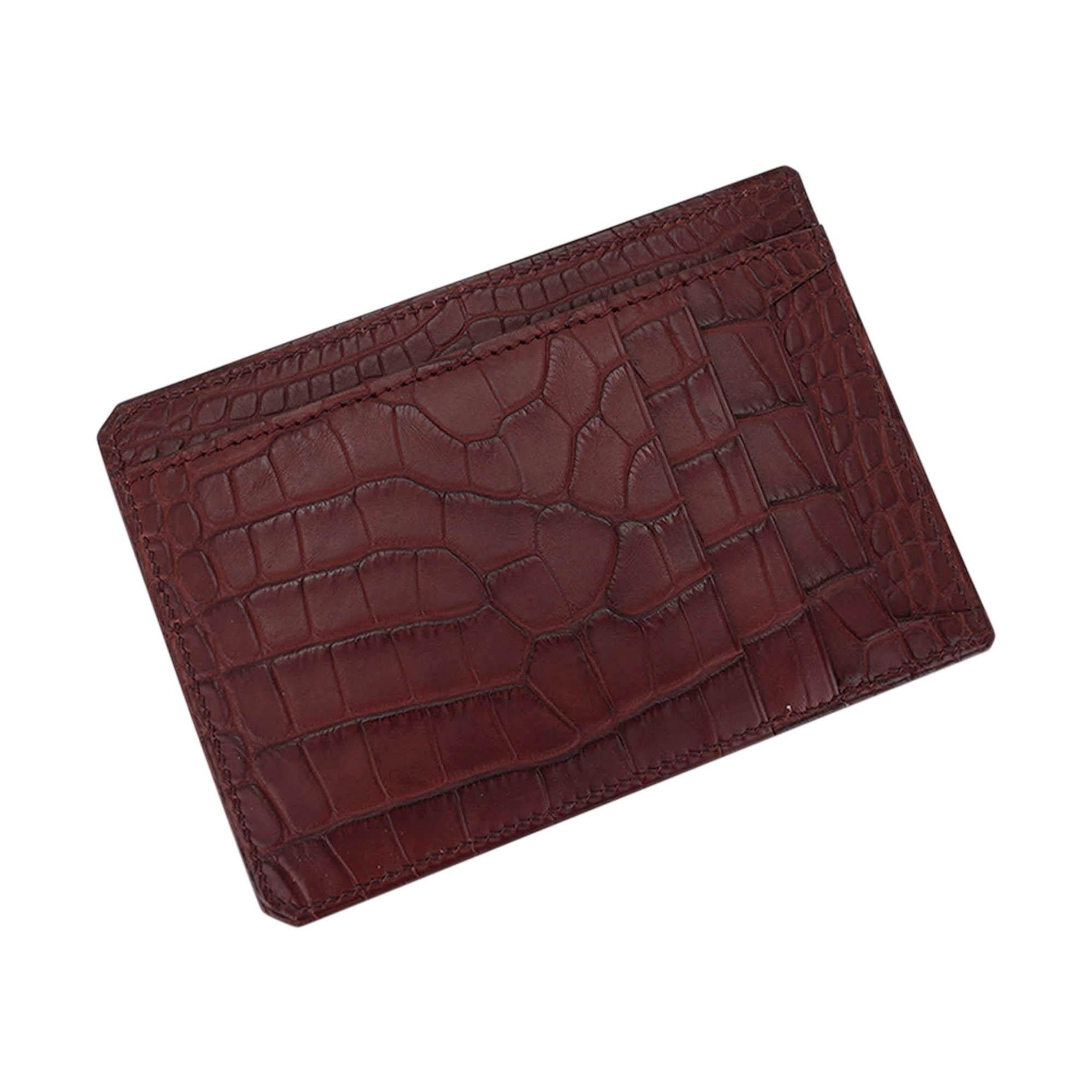 Black Hermes City 8CC Card Holder Rouge H Matte Alligator