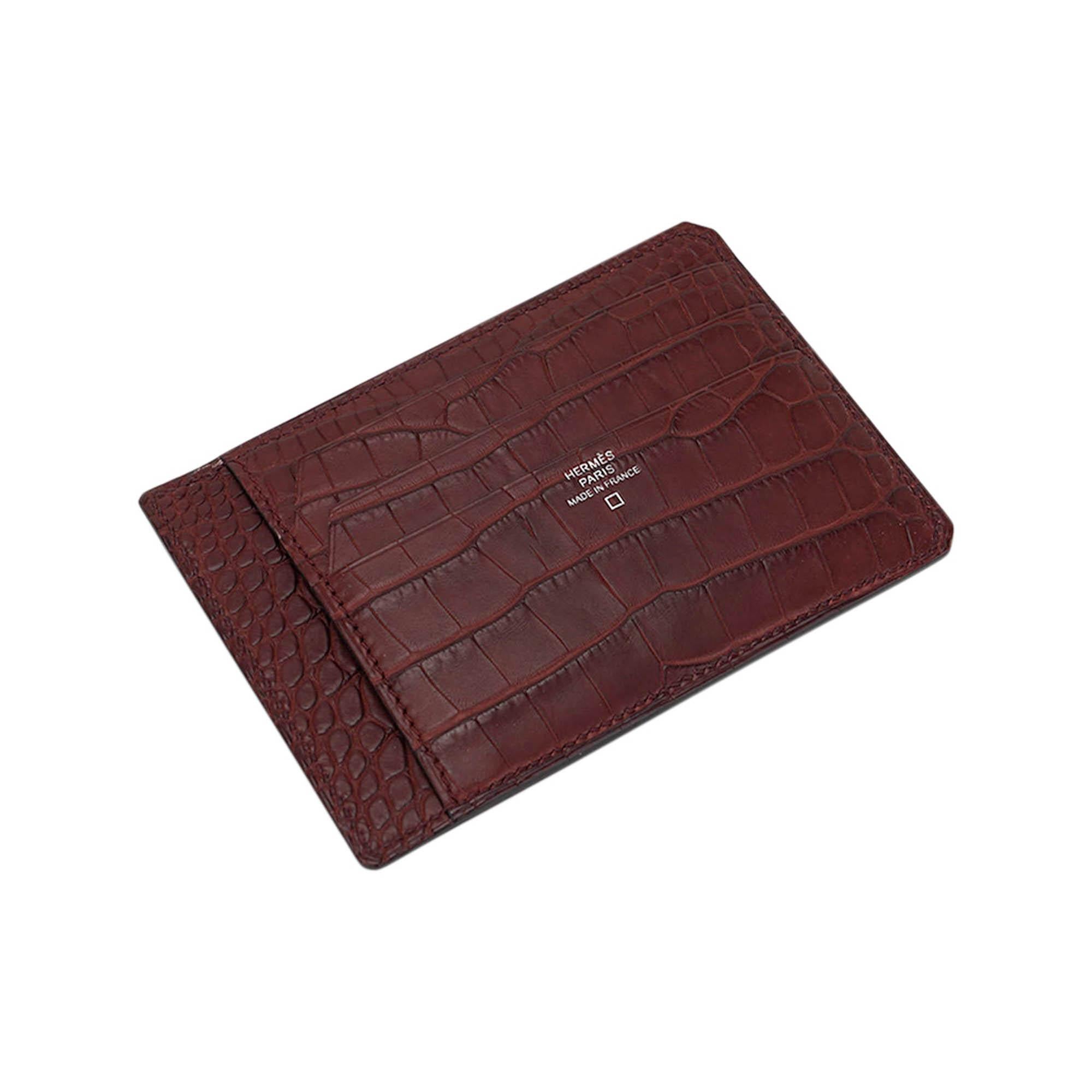 Women's or Men's Hermes City 8CC Card Holder Rouge H Matte Alligator