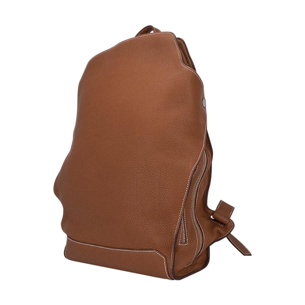 Brown Hermes Cityback 30 Backpack Gold Togo Leather Palladium Hardware For Sale
