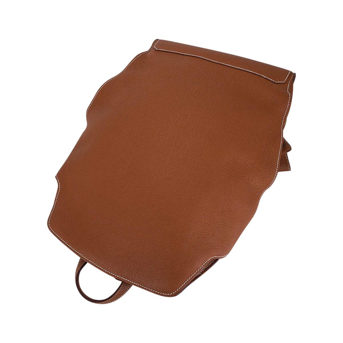 Men's Hermes Cityback 30 Backpack Gold Togo Leather Palladium Hardware For Sale