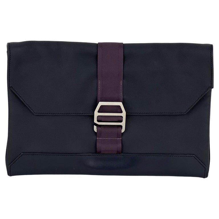 HERMÈS Cityslide Pouch Evercolor Indigo Blue Leather Messenger Bag