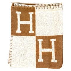 Hermes Classic Avalon Throw Blanket Camel Ecru Cashmere