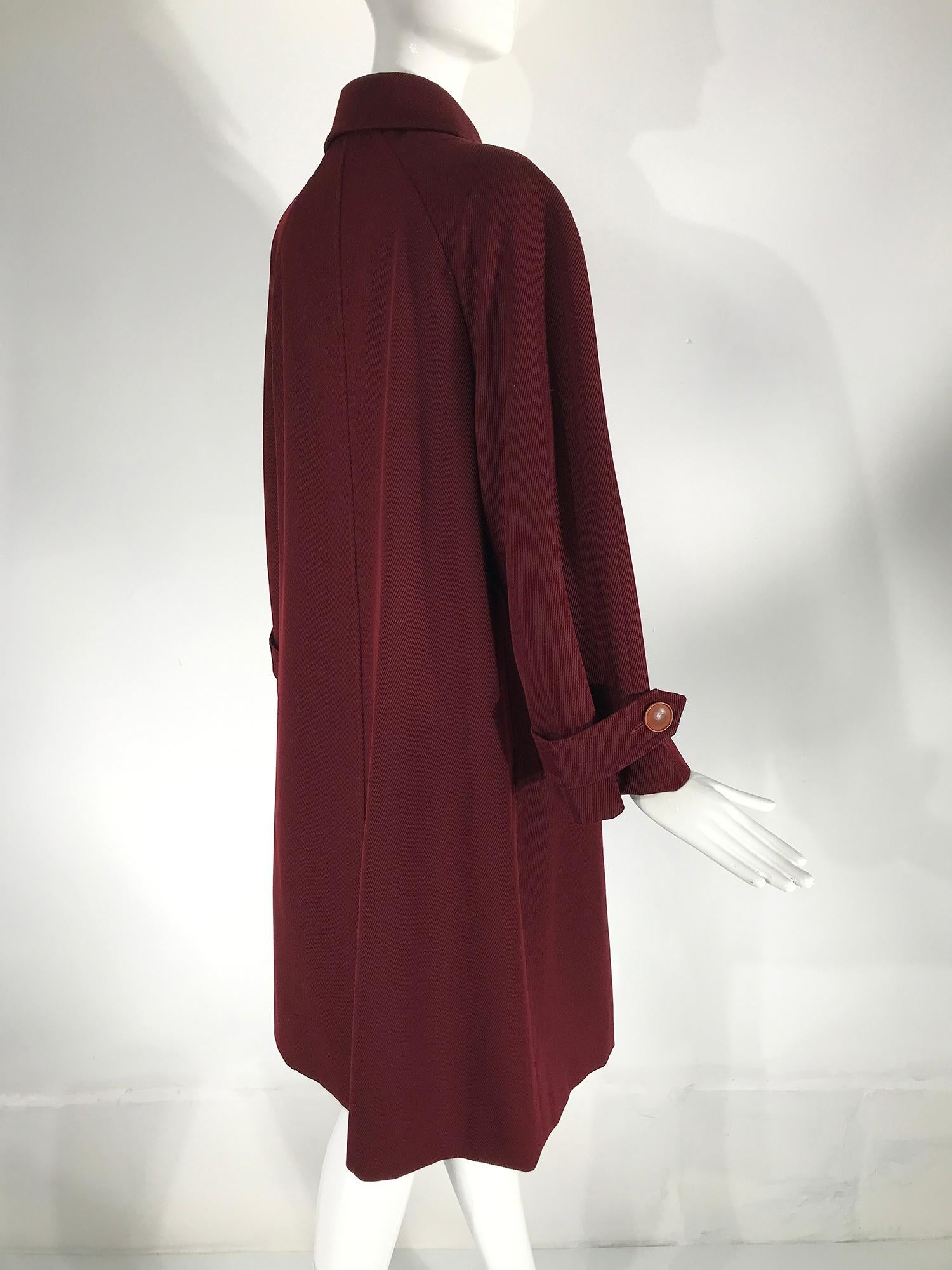 Hermes Classic Burgundy Wool Twill Over Coat  In Good Condition In West Palm Beach, FL