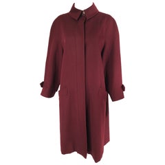 Hermes Classic Burgundy Wool Twill Over Coat