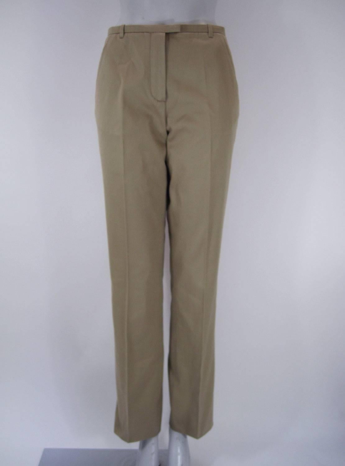 Hermès - Pantalon classique en coton kaki avec épaisseurs en vente 5
