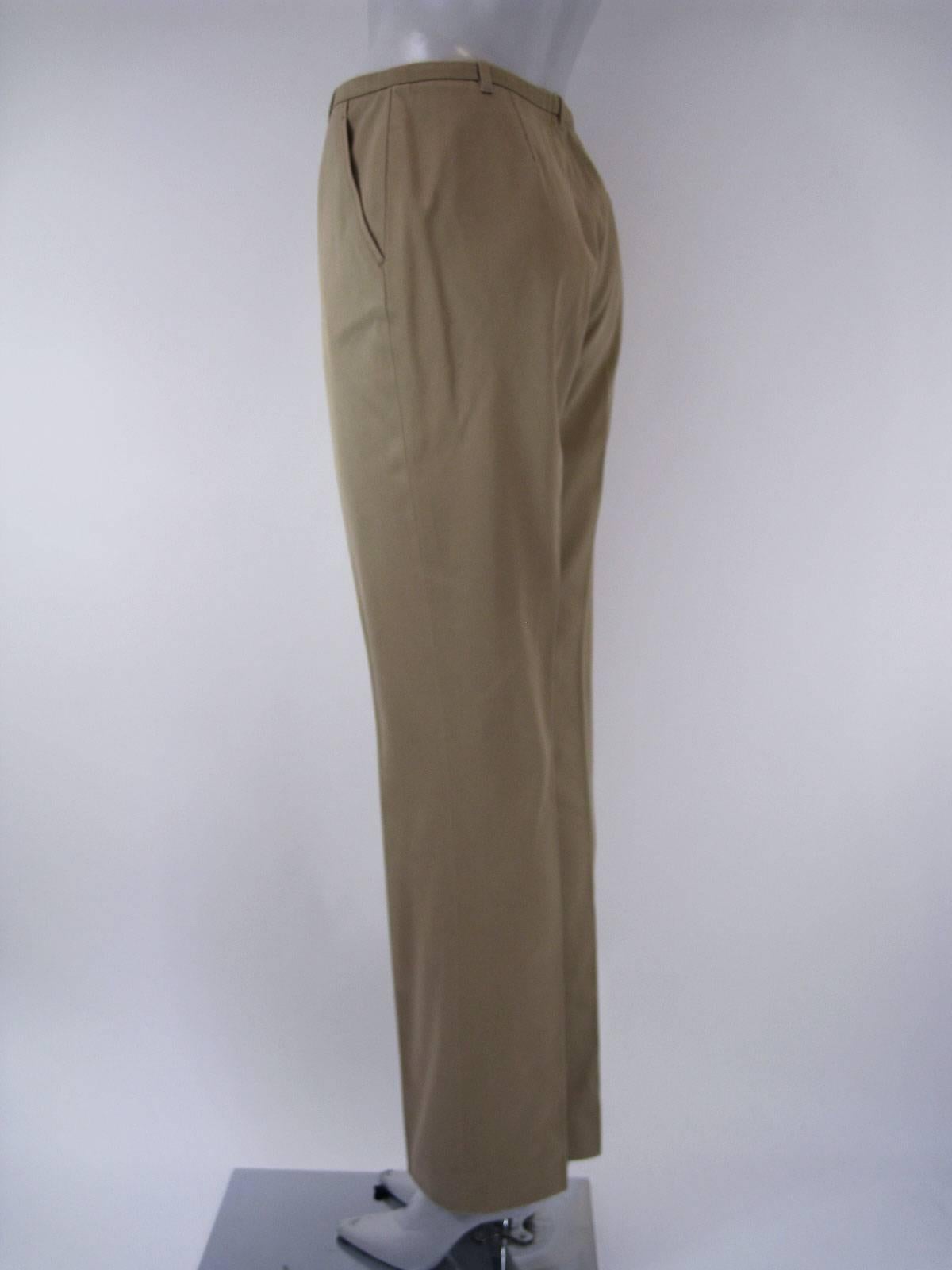 Gris Hermès - Pantalon classique en coton kaki avec épaisseurs en vente