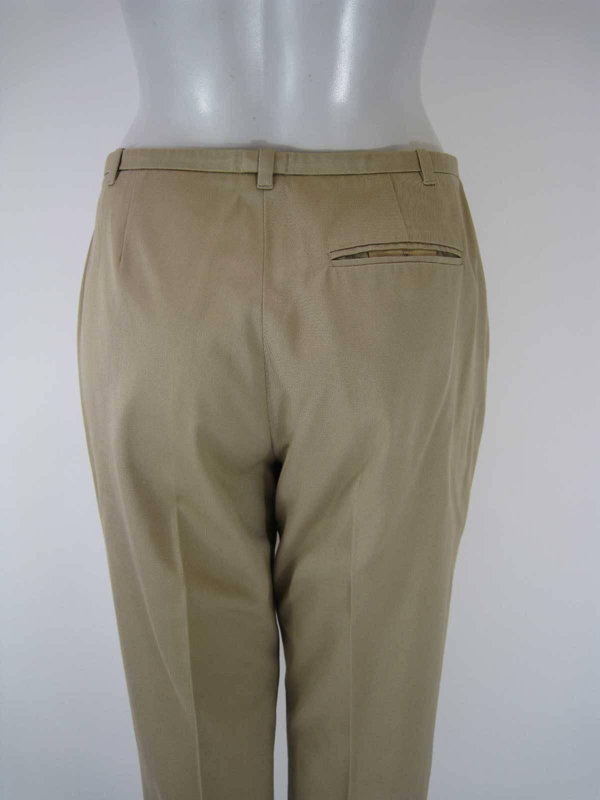Hermès - Pantalon classique en coton kaki avec épaisseurs Pour femmes en vente