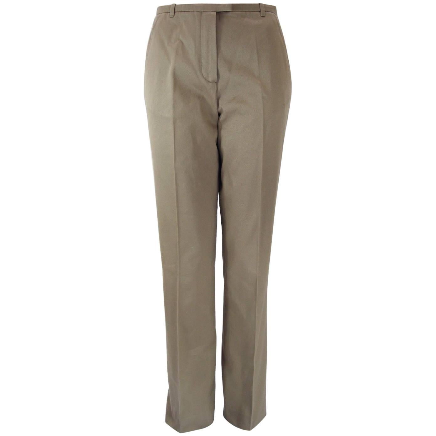 Pantalones Hermes Classic de algodón caqui Pantalones