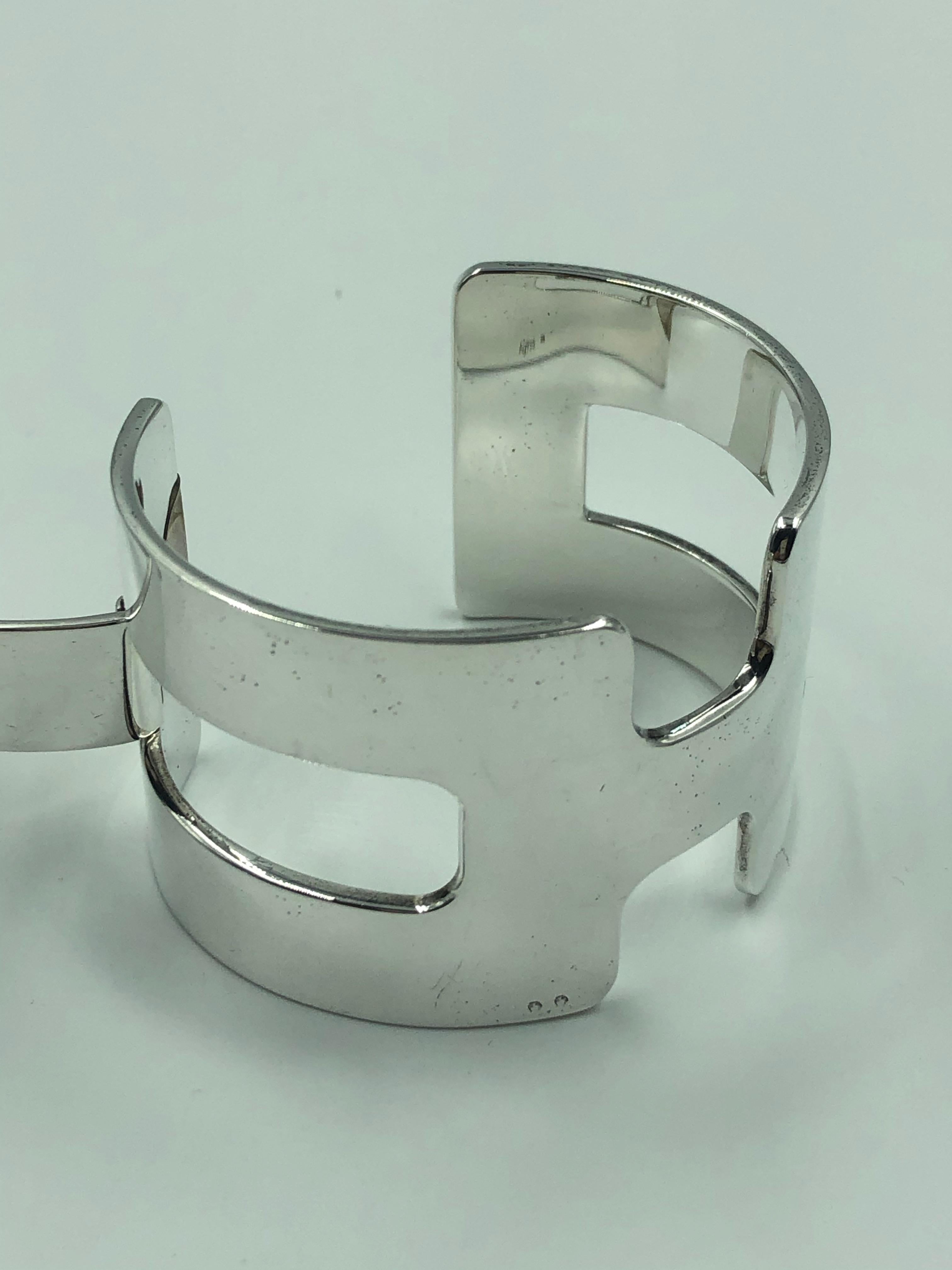 Hermés Sterling Silver Cuff Bracelet 4