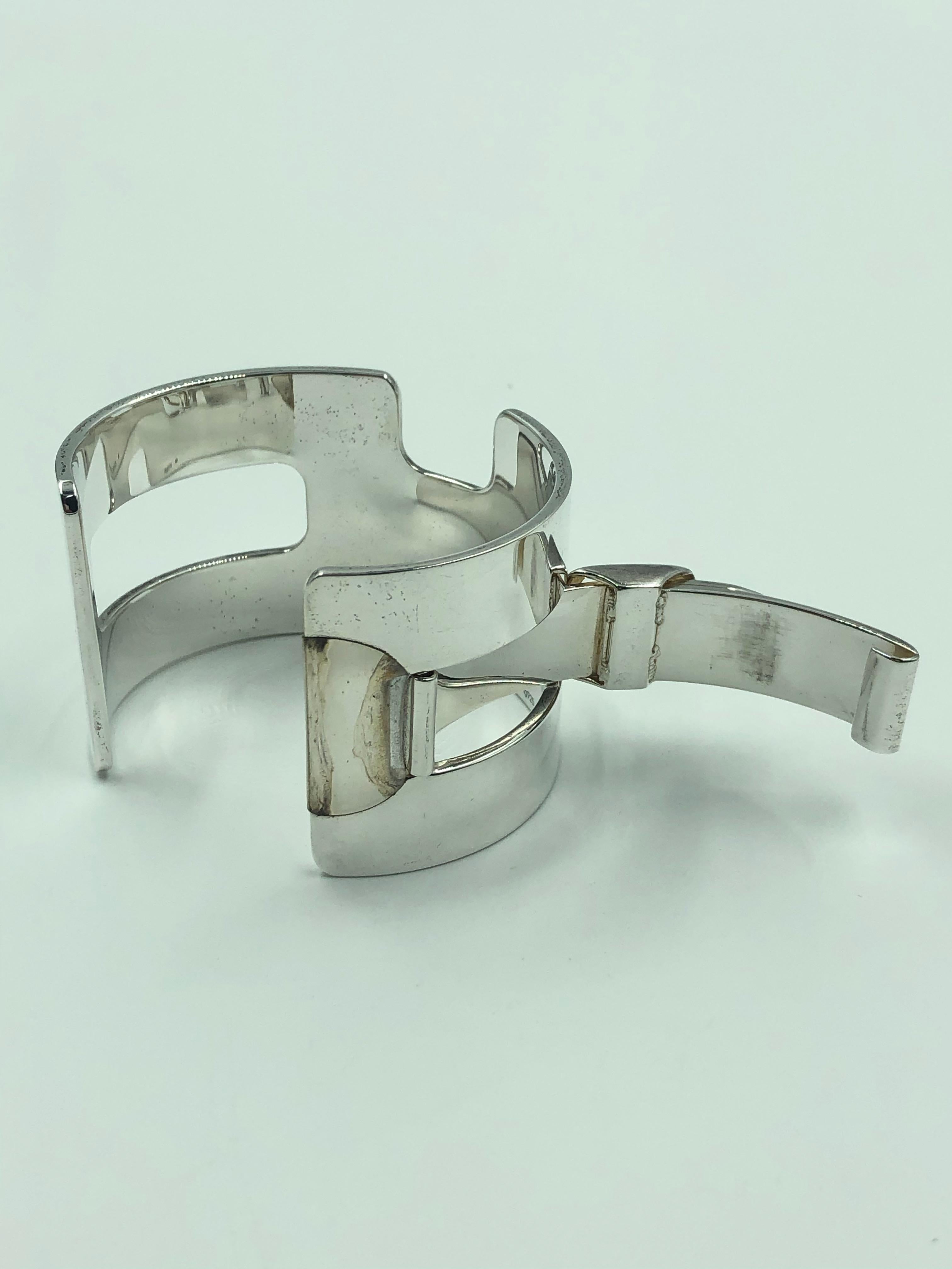 Hermés Sterling Silver Cuff Bracelet 9