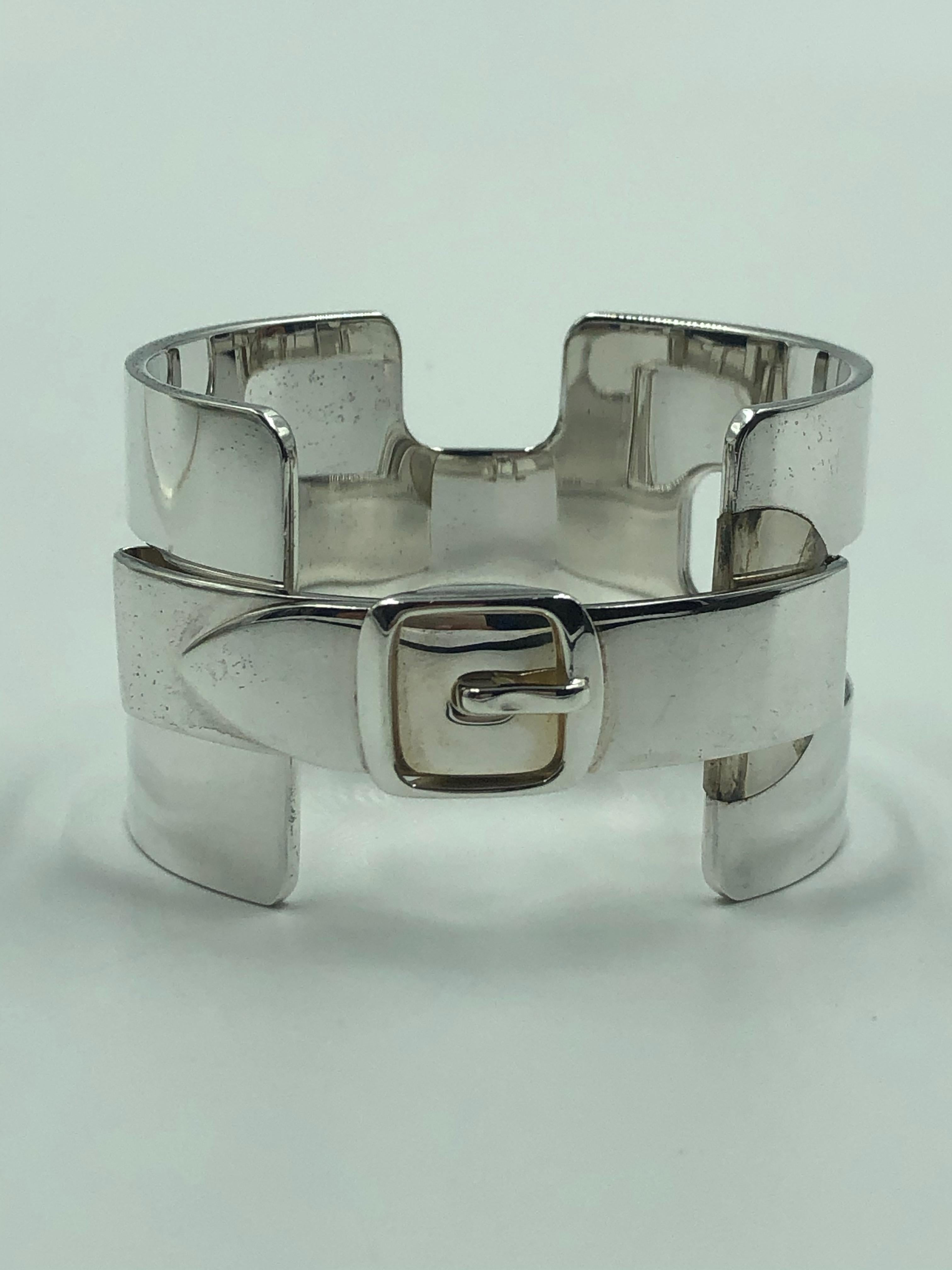 Hermés Sterling Silver Cuff Bracelet In Good Condition In Los Angeles, CA