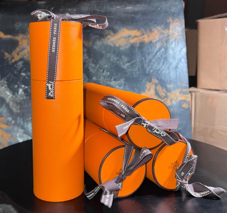 Hermès Classic Orange Box Set of 4, Round Column, Hermès Ribbons