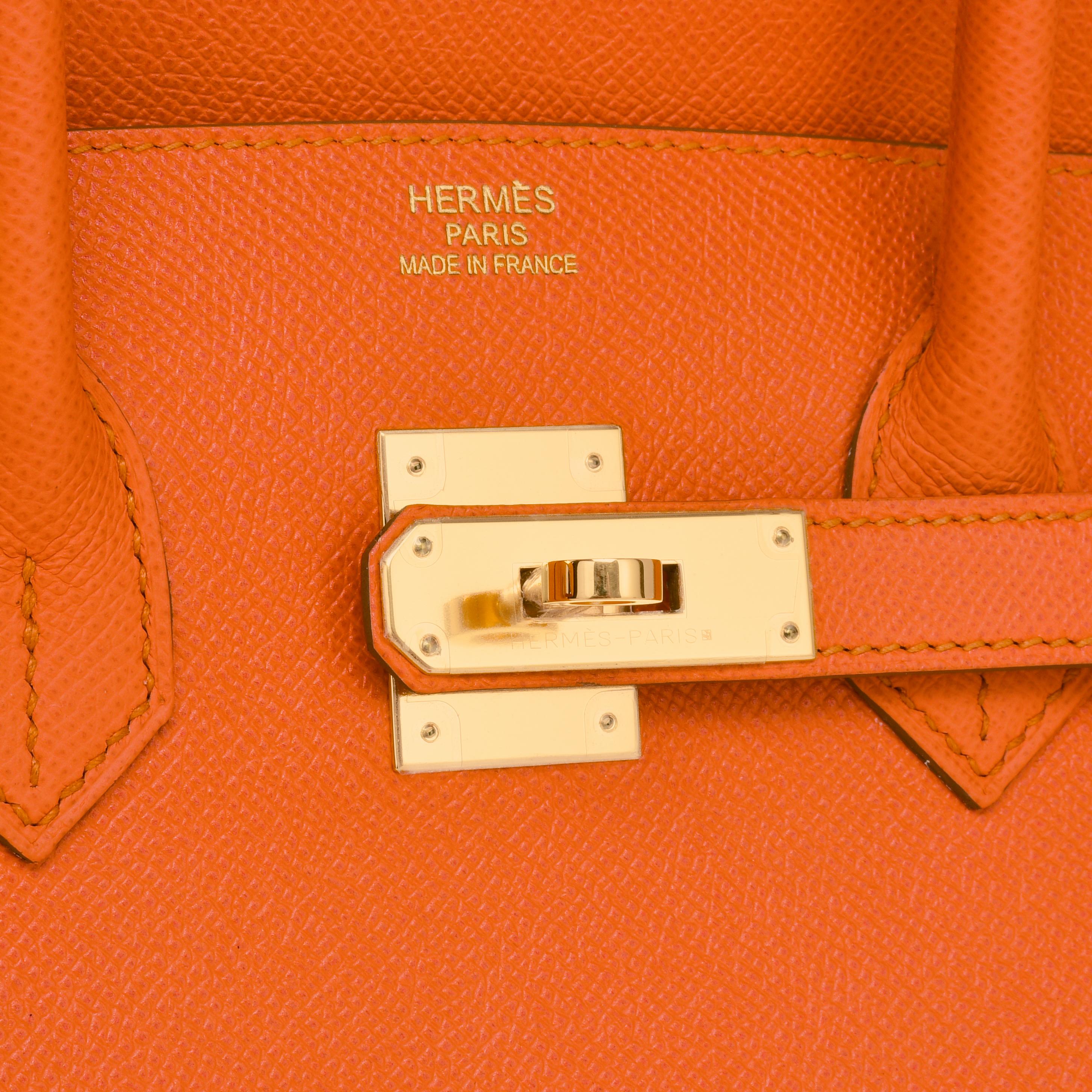 Hermes Classic Orange Epsom Gold Hardware Birkin 35cm Bag 6