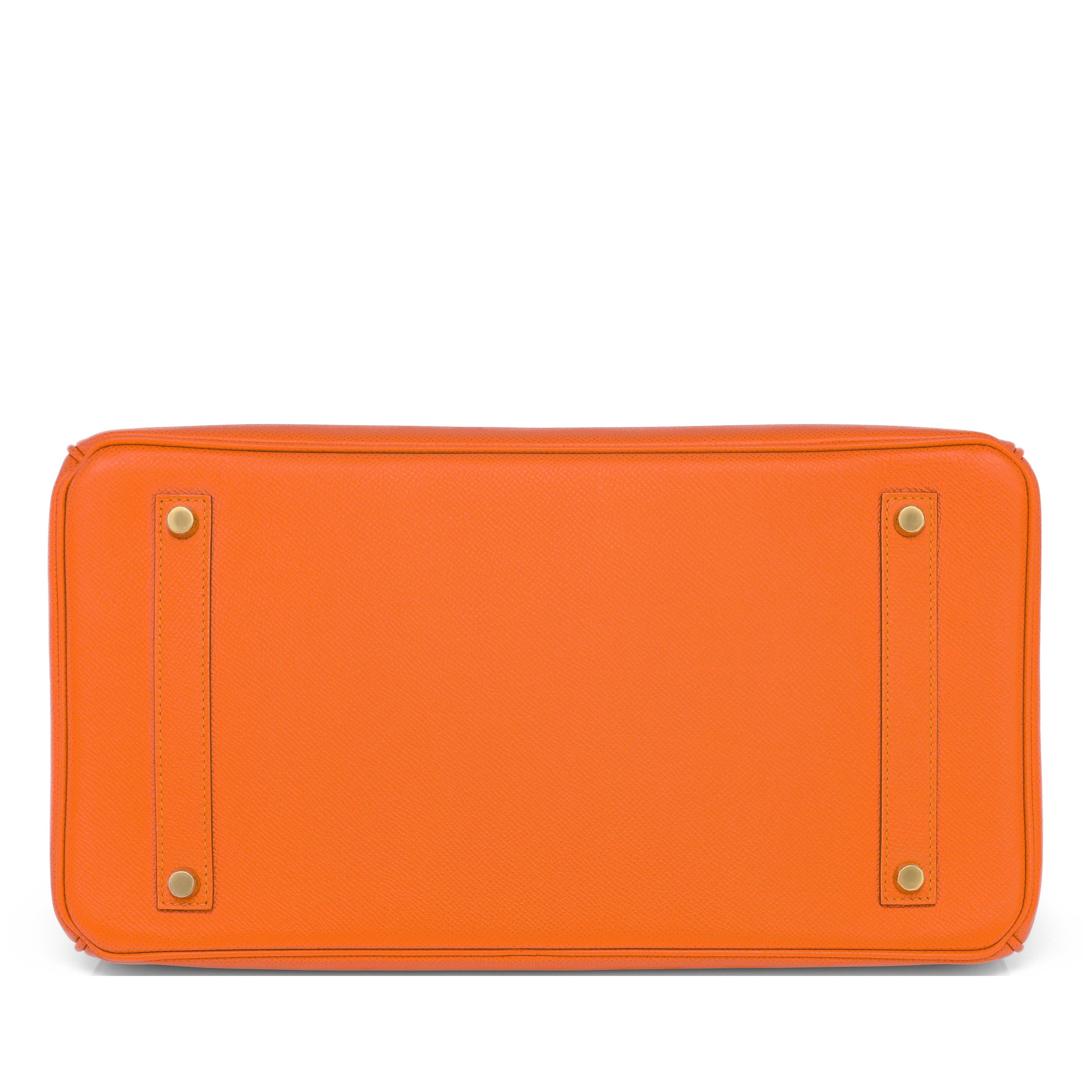 Hermes Classic Orange Epsom Gold Hardware Birkin 35cm Bag 3