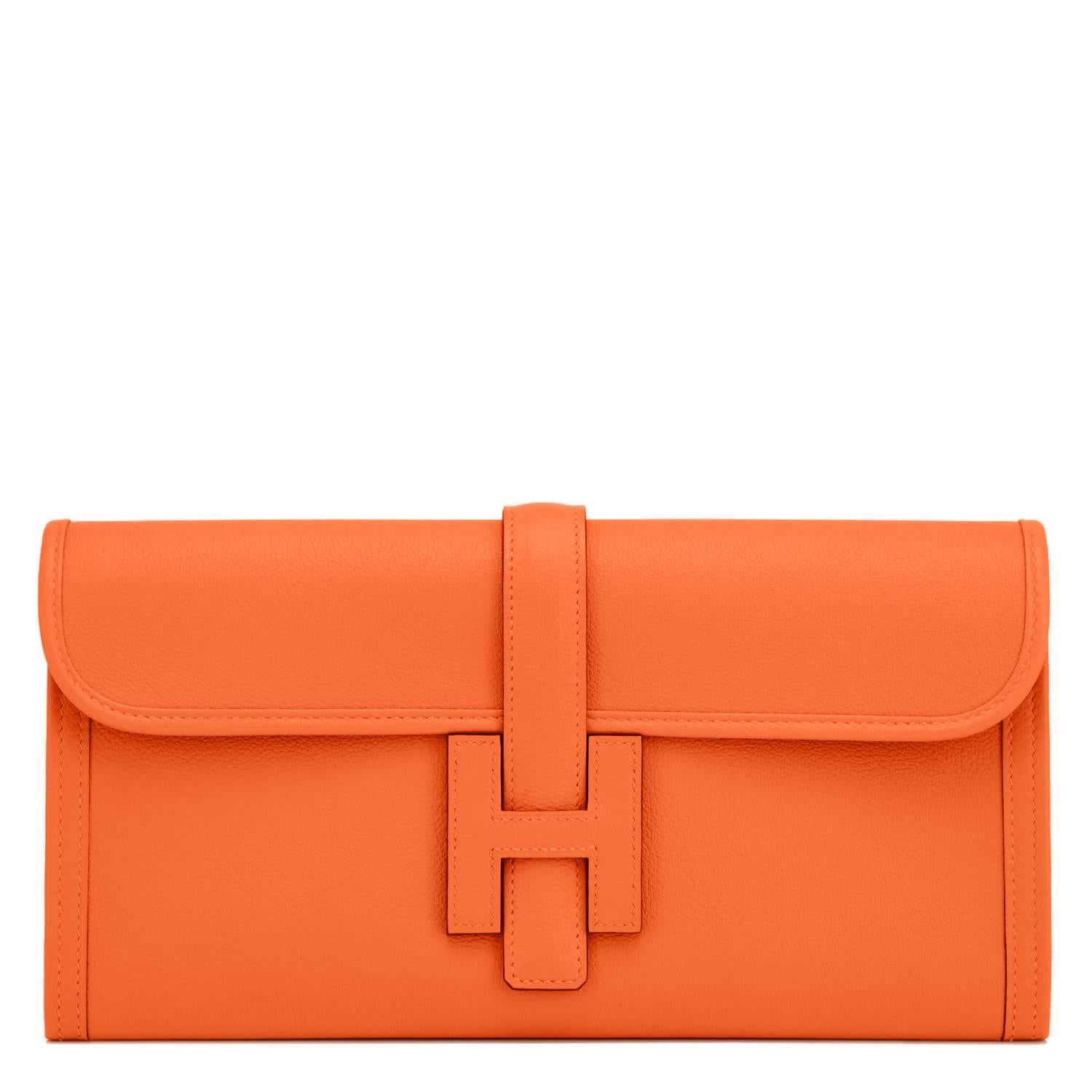 hermes orange clutch