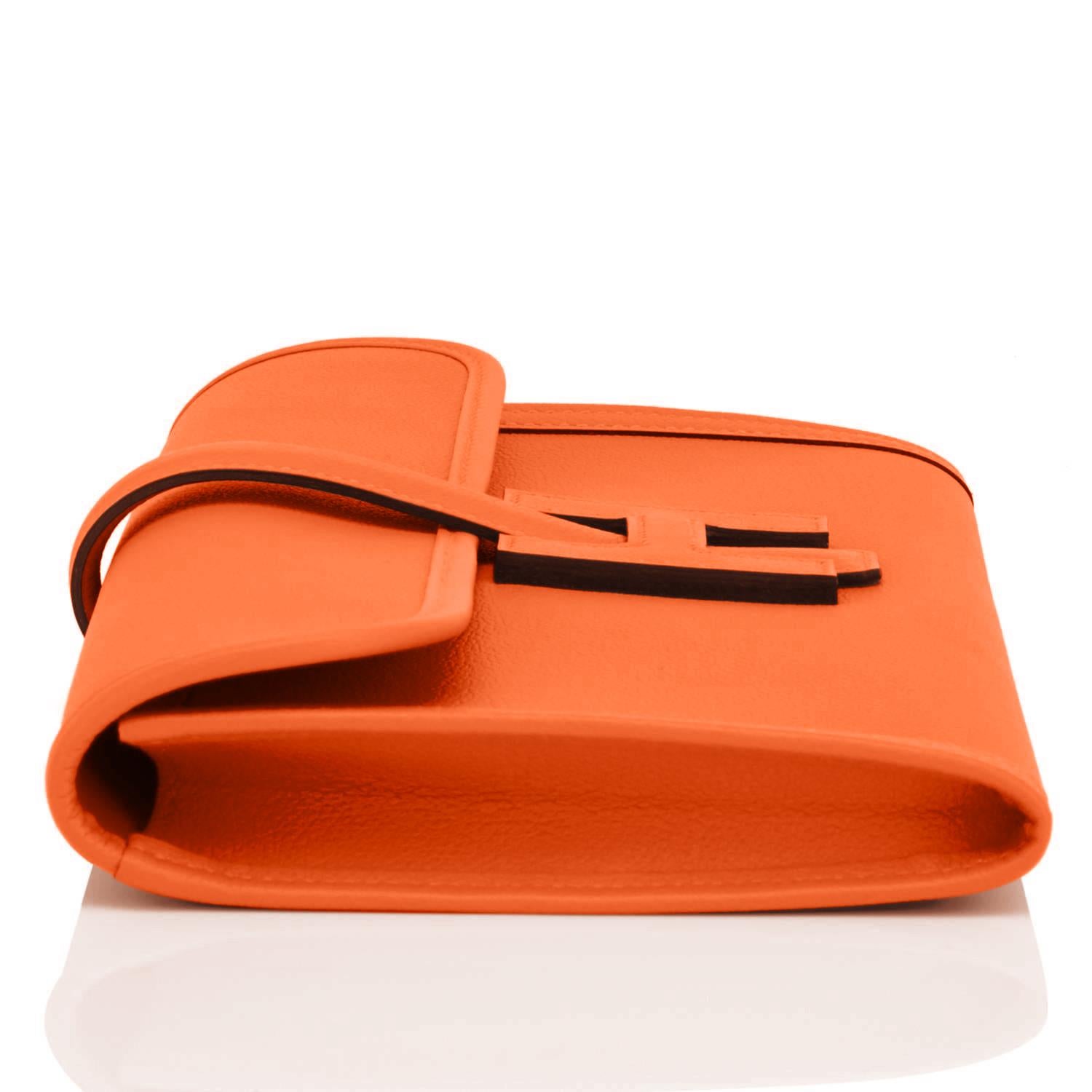 Women's or Men's Hermes Classic Orange Jige Elan Clutch Bag 29cm NEW RARE
