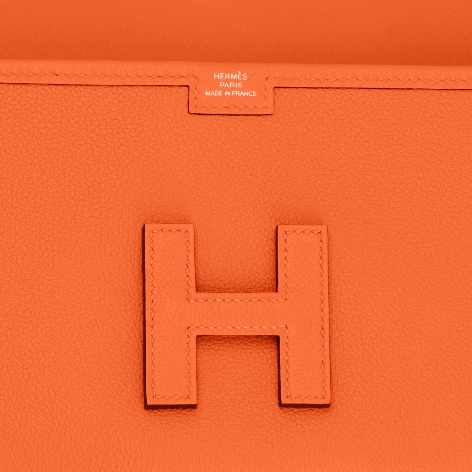 Hermes Classic Orange Jige Elan Clutch Bag 29cm NEW RARE 2
