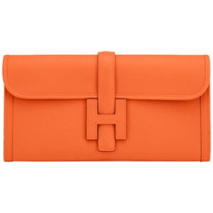 Hermes Classic Orange Jige Elan Clutch Bag 29cm NEW RARE