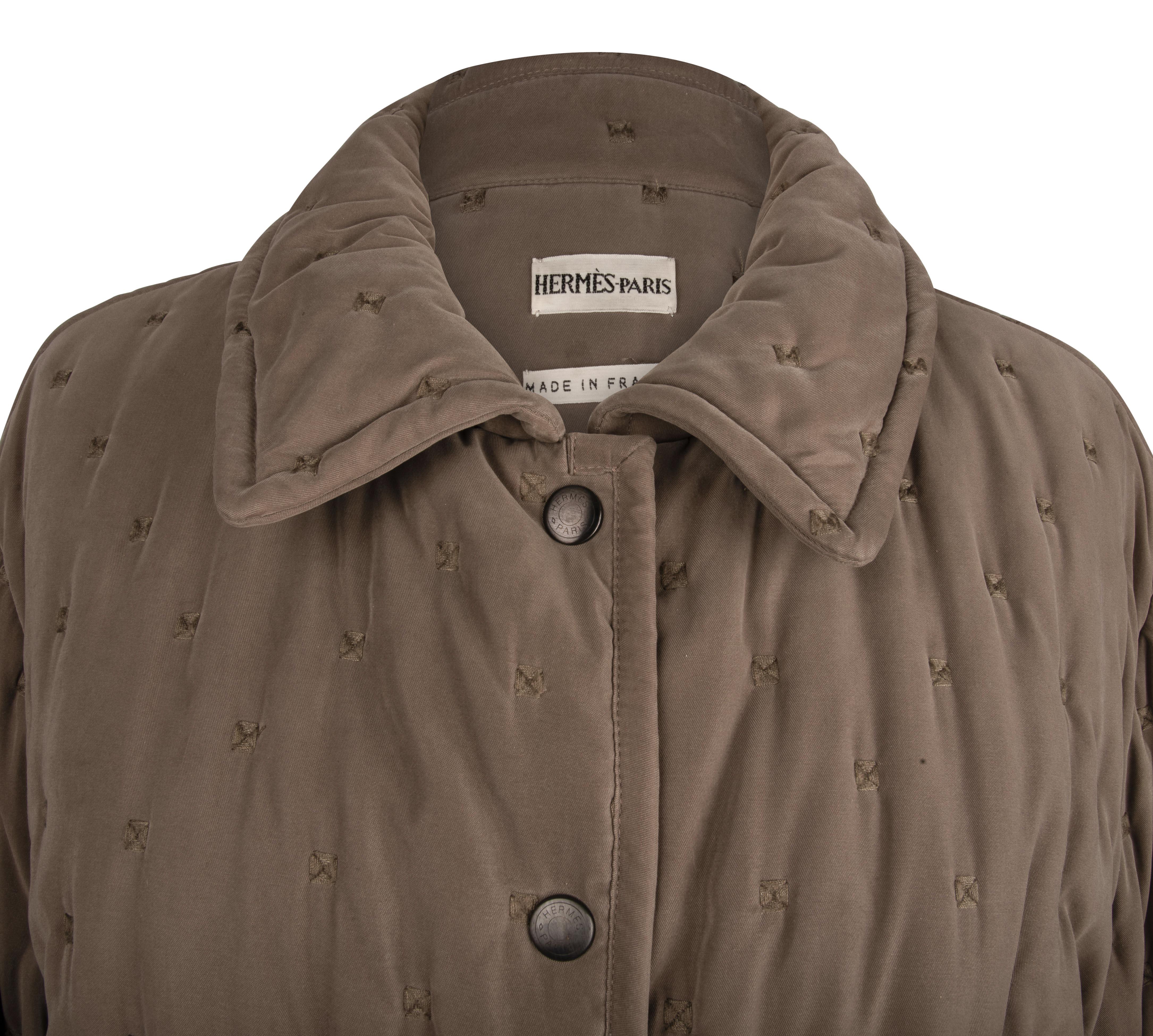 Brown Hermes Classic Paddock Jacket Taupe Lightly Wadded 42 / 8