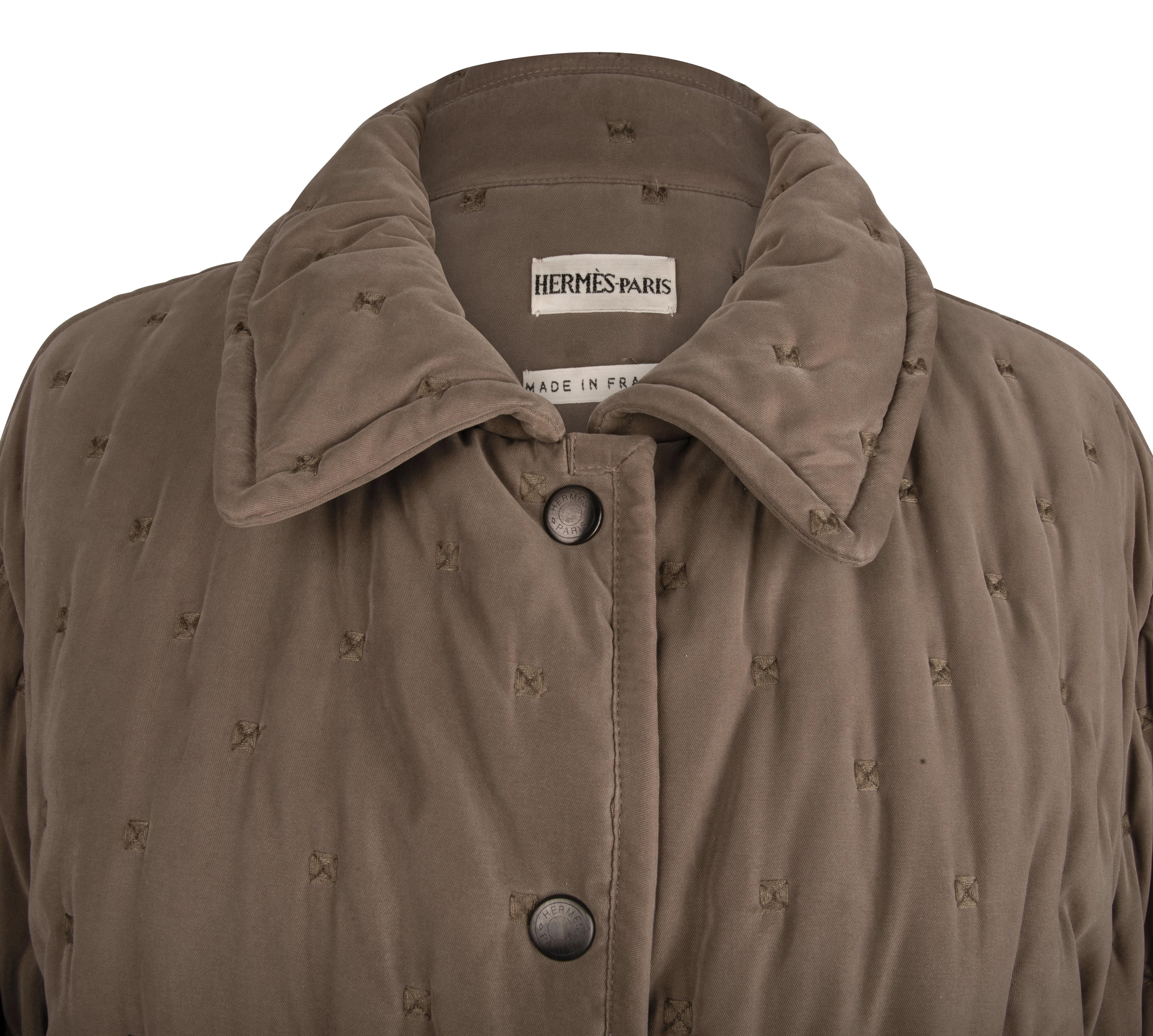 Brown Hermes Classic Paddock Jacket Taupe Lightly Wadded 42 / 8  For Sale