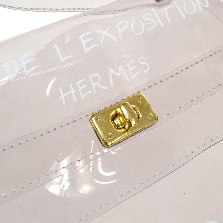 Hermes Kelly Clear Transparent PVC Vinyl Souvenir Travel Top Handle Tote Bag