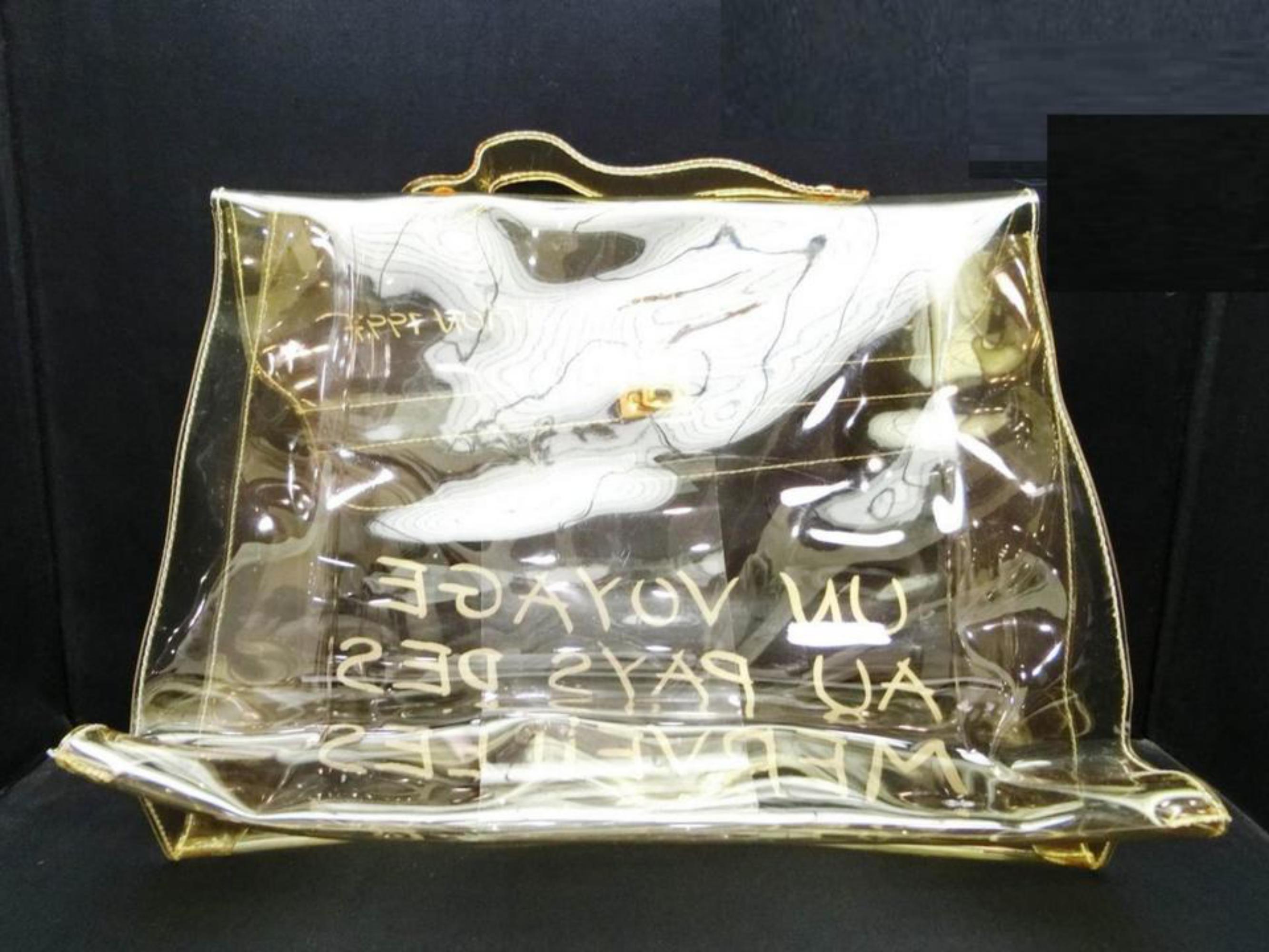 Hermès Clear Vinyl Kelly Beach Bag Souvenir De L'Exposition 1997 241121 For Sale 4