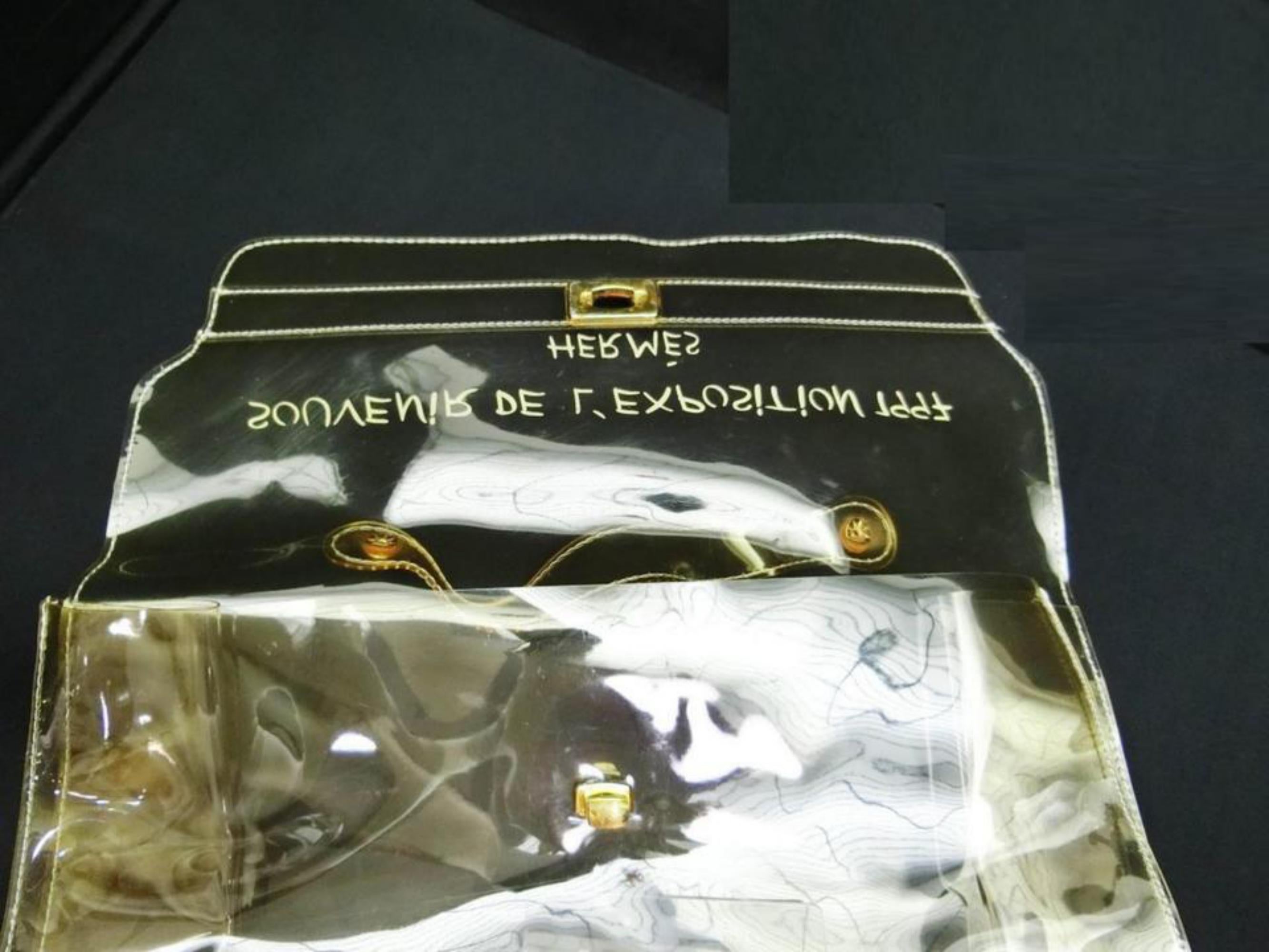 Gray Hermès Clear Vinyl Kelly Beach Bag Souvenir De L'Exposition 1997 241121 For Sale