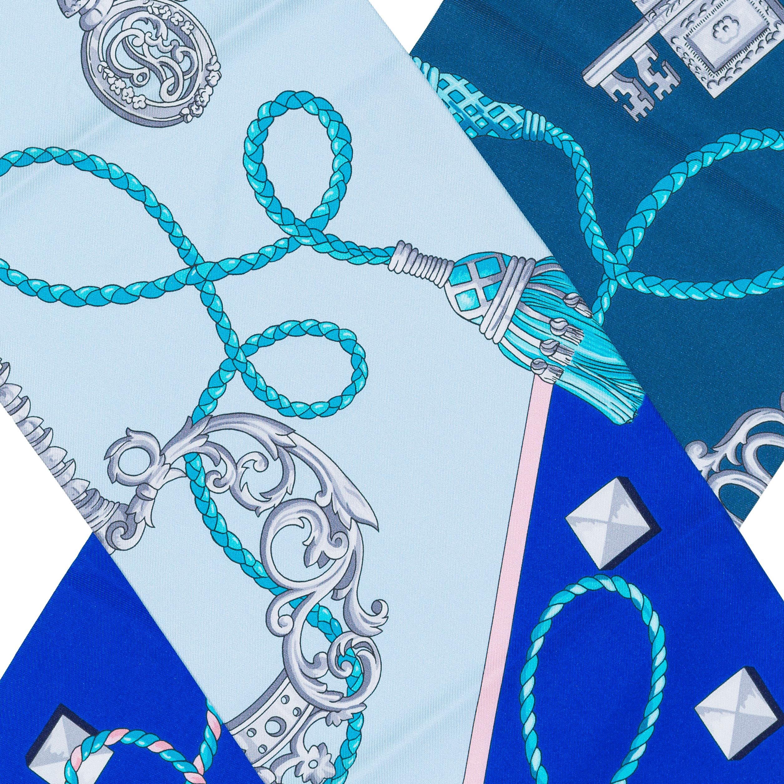 Hermes Clefs - Maxi Twilly - Bleu - Nuevo / ¡Cuidado! en venta 3