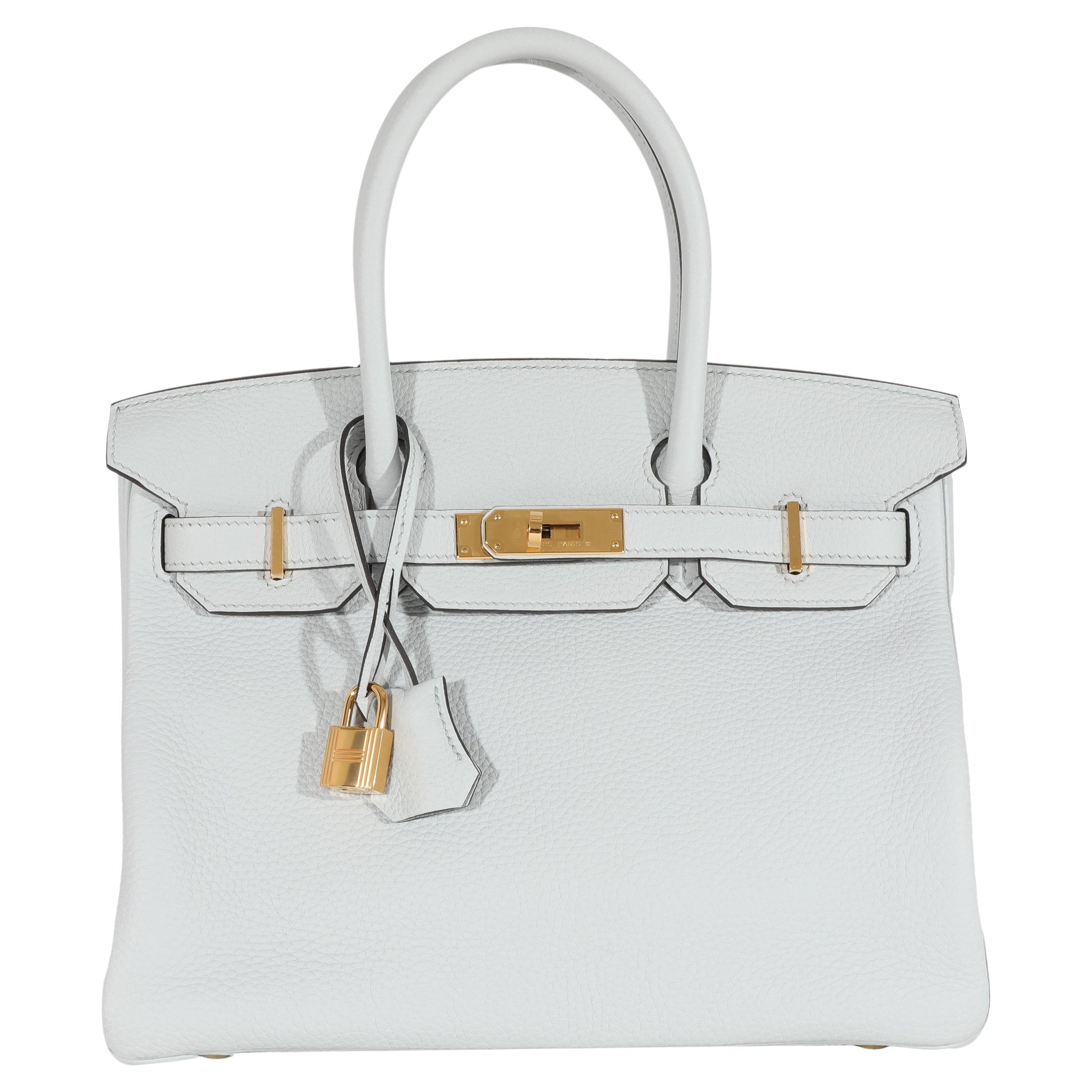 Hermes Clemence Bleu Pale Birkin 30 GHW For Sale