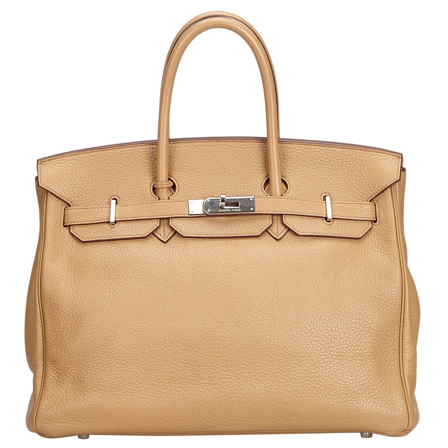 Hermes Clemence Leather Birkin 35 Bag 