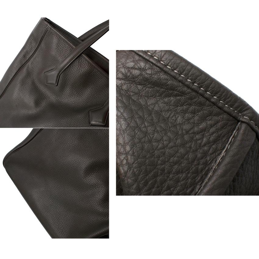 Hermes Clemence Leather Ebene Victoria Cabas Tote 35 For Sale 2