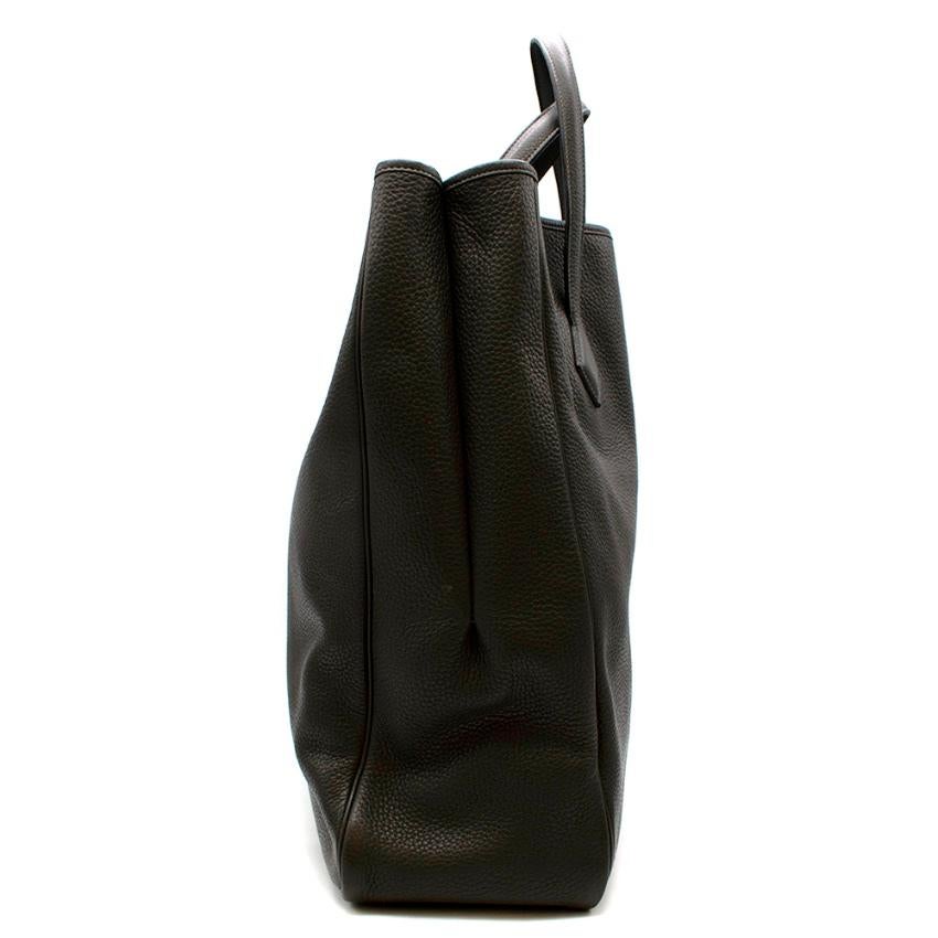 Black Hermes Clemence Leather Ebene Victoria Cabas Tote 35 For Sale