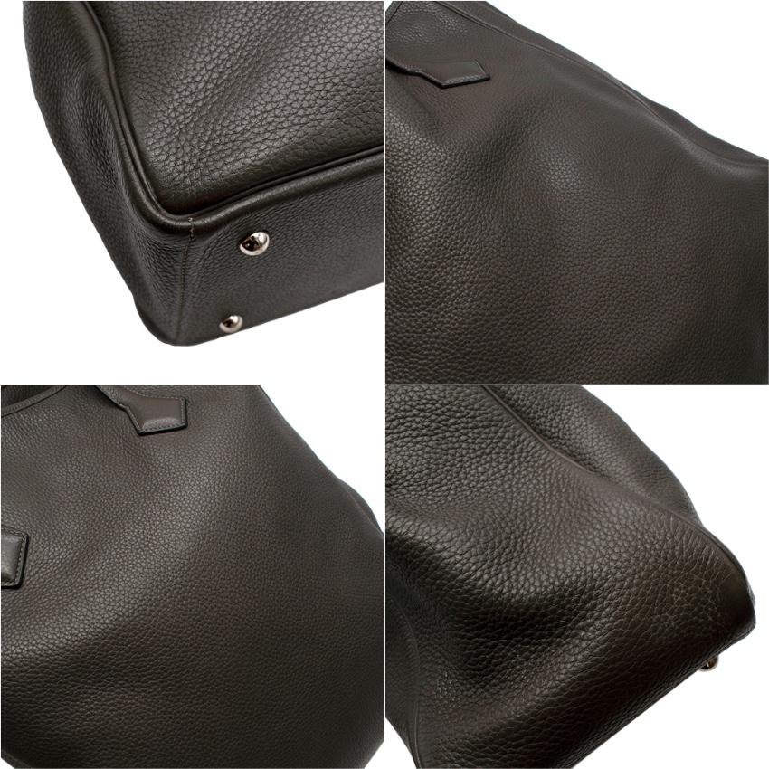 Women's or Men's Hermes Clemence Leather Ebene Victoria Cabas Tote 35 For Sale
