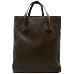 Hermes Clemence Leather Ebene Victoria Cabas Tote 35 