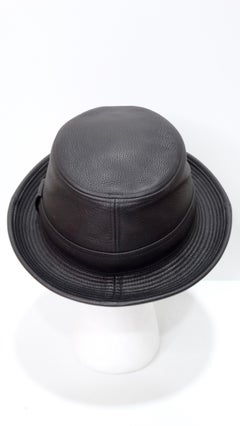 Hermes Clémence Leather Hat in Black Taurillon