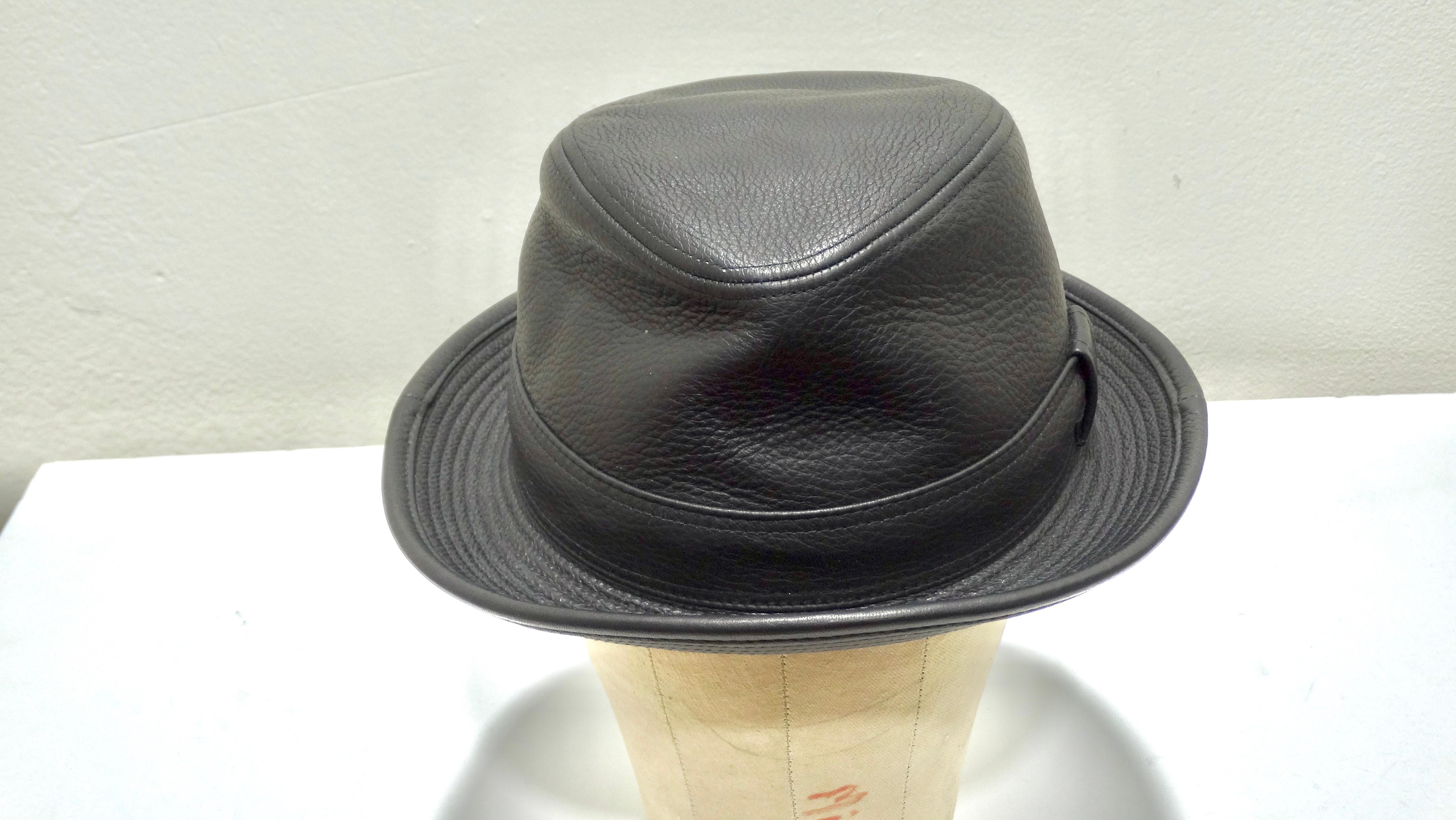 Noir Hermès - Clémence - Chapeau en cuir noir - Taurillon en vente