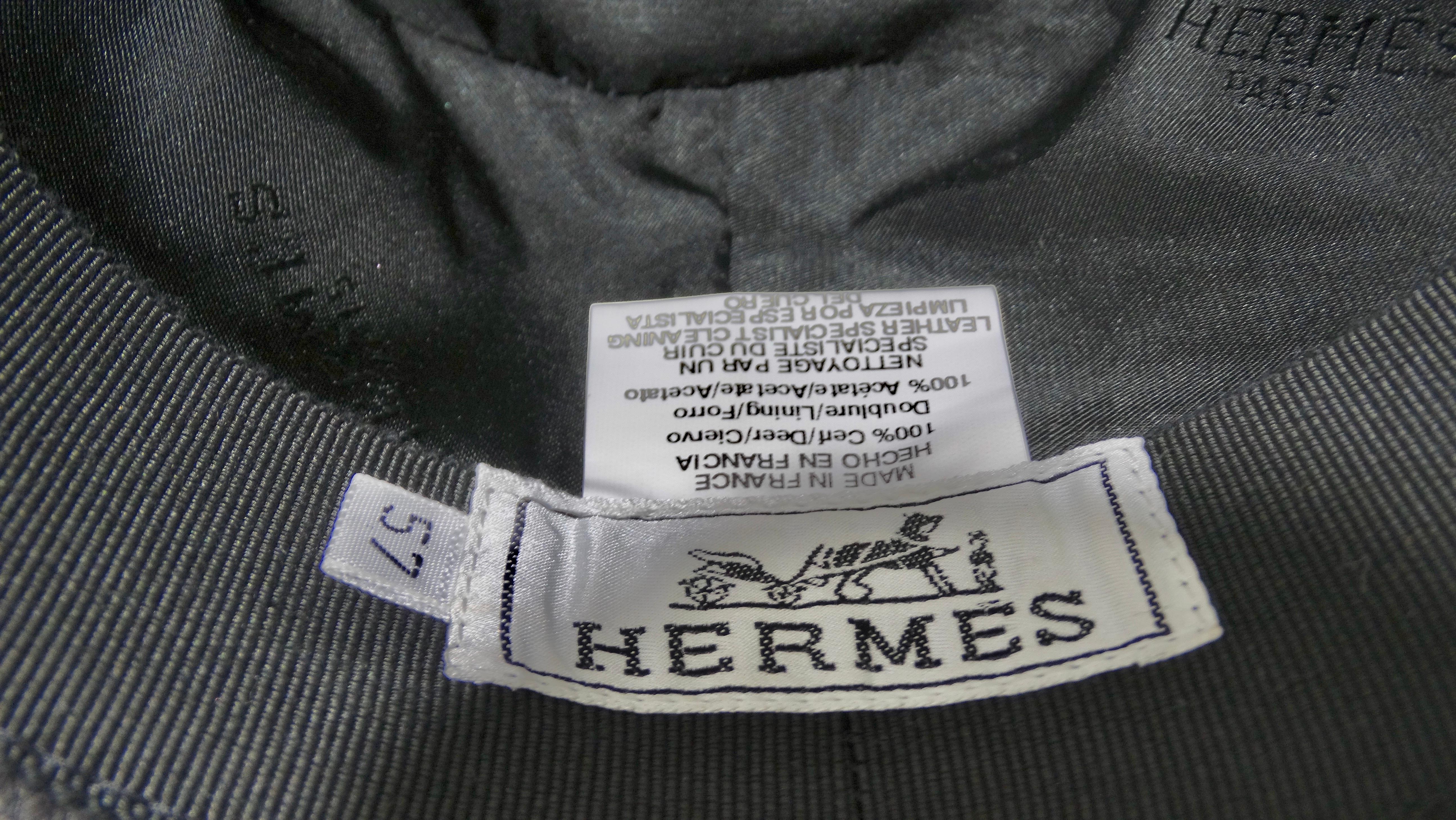 Hermès - Clémence - Chapeau en cuir noir - Taurillon Excellent état - En vente à Scottsdale, AZ
