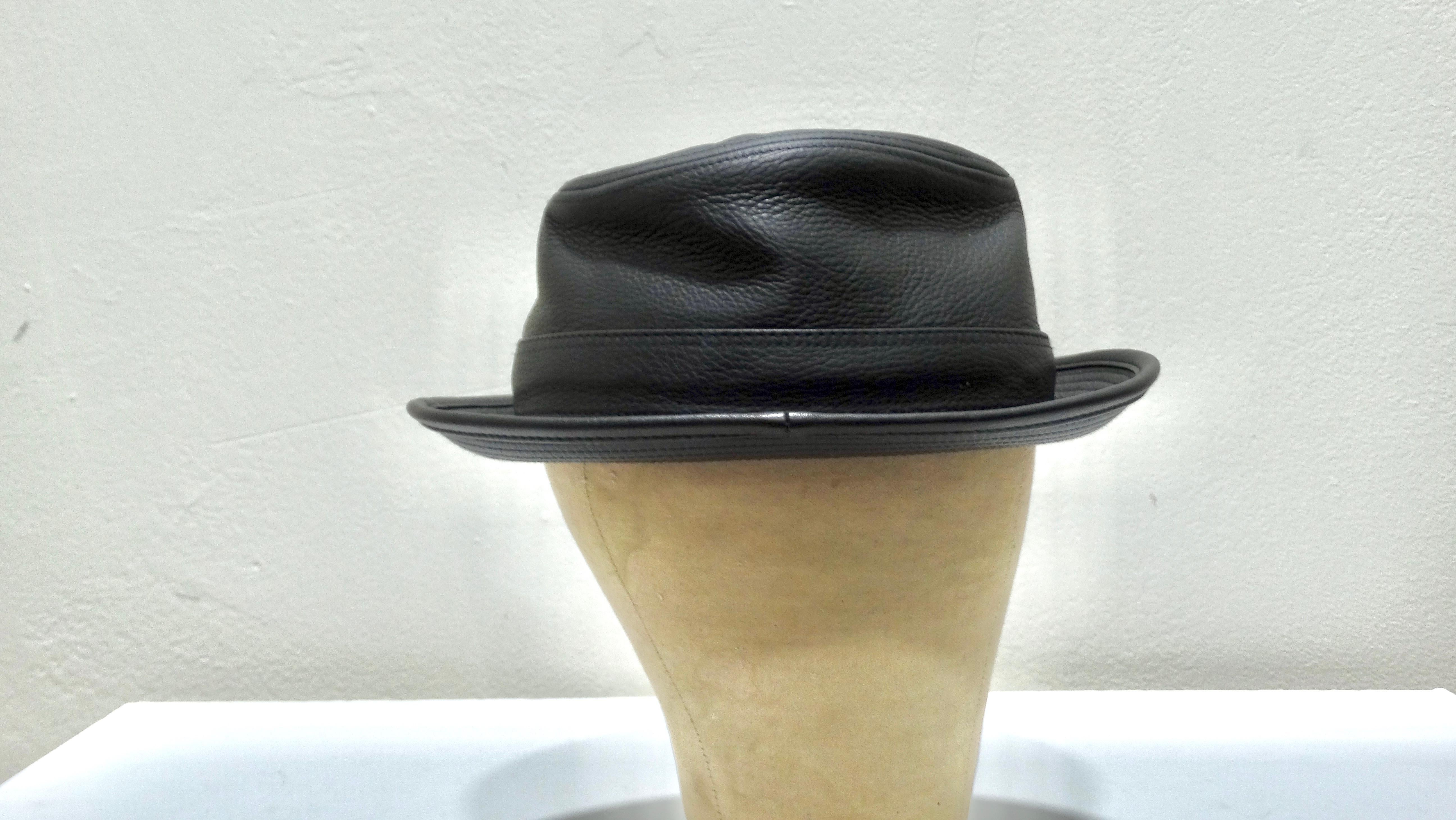 Hermès - Clémence - Chapeau en cuir noir - Taurillon Unisexe en vente