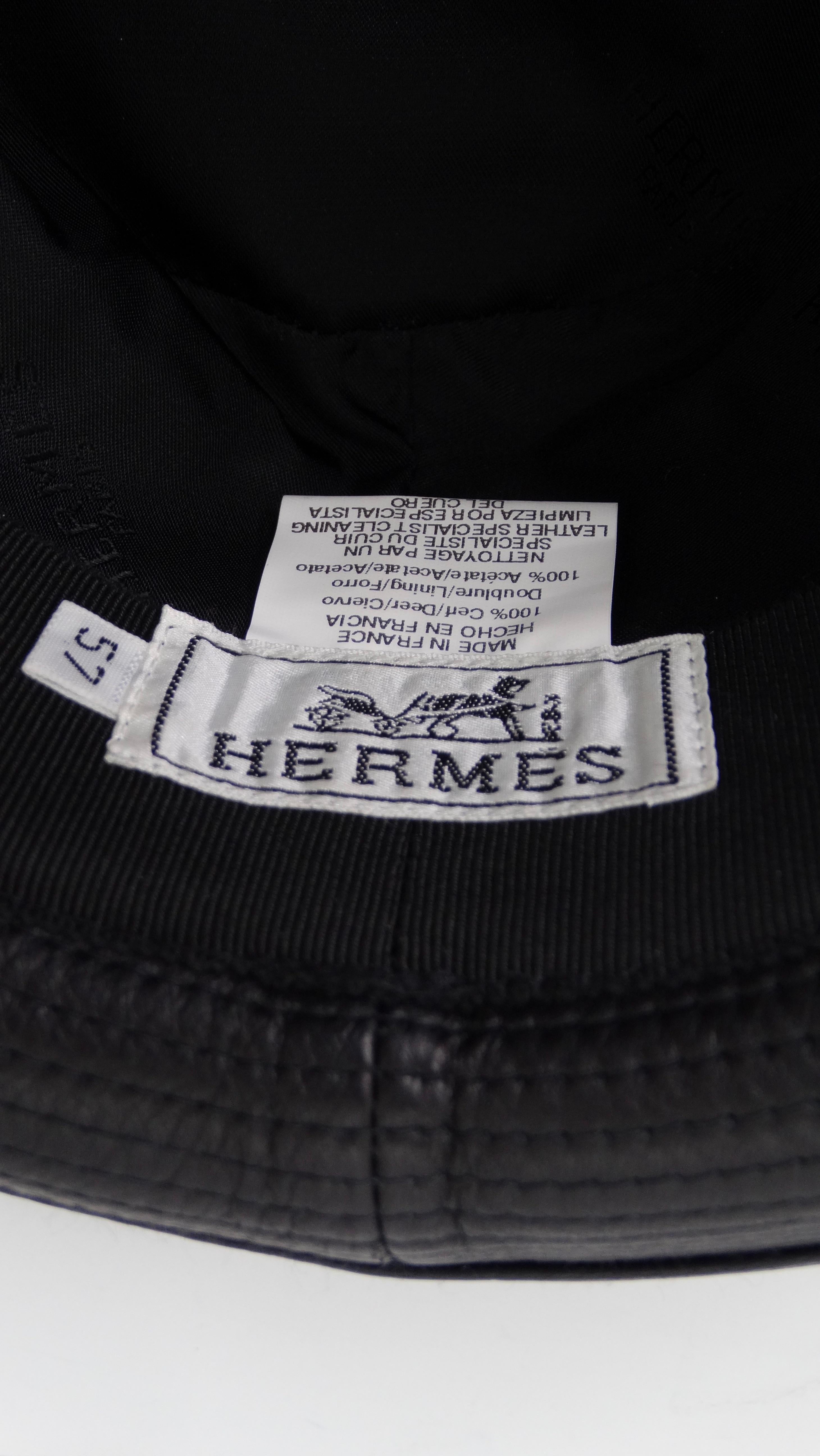 Hermes Clémence Leather Hat in Black Taurillon In Excellent Condition For Sale In Scottsdale, AZ