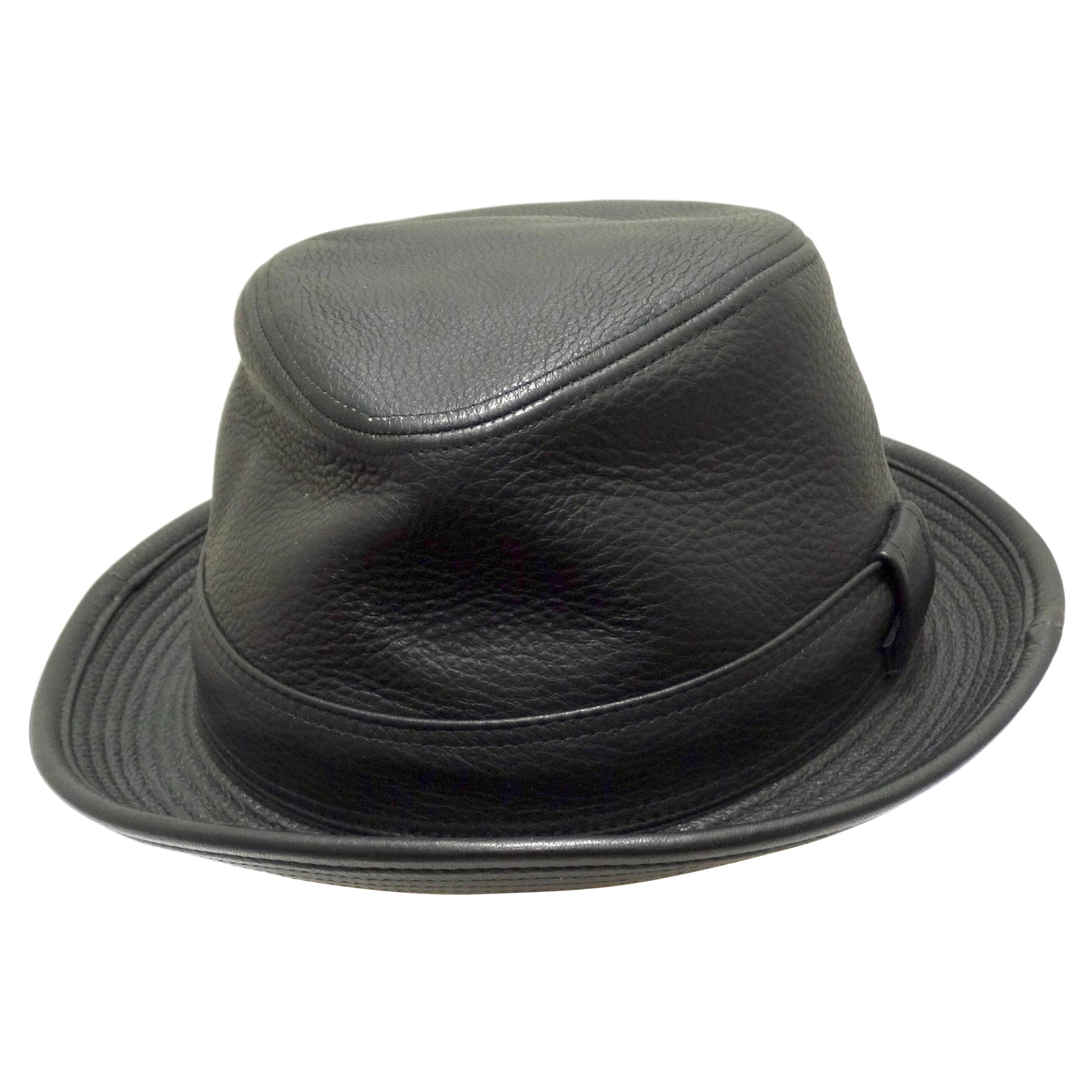Hermès - Clémence - Chapeau en cuir noir - Taurillon