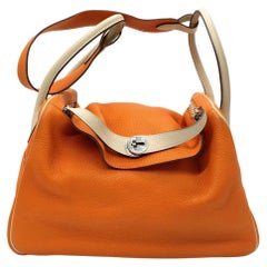 Hermes Clemence Leather Orange & Parchemin Lindy 34 PHW