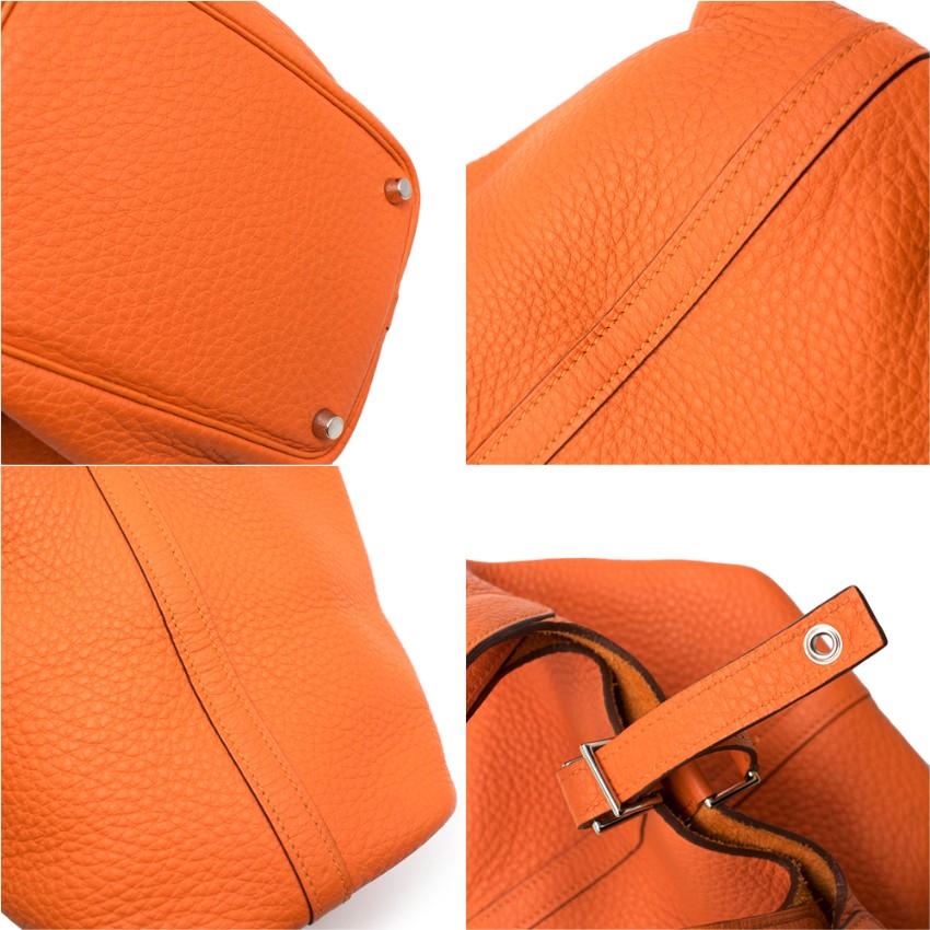 Hermes Clemence Leather Orange Poppy Picotin Lock 18 In Excellent Condition For Sale In London, GB